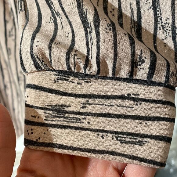 70s Vintage Rustic Stripe Mauve Button-down Dress - Picture 6 of 11